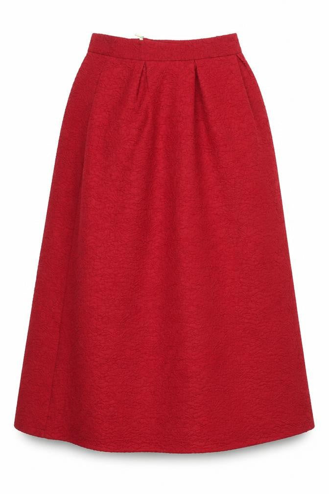 Focus Womens Red Polyester Flare Skirt Size M Zip - Red textured material