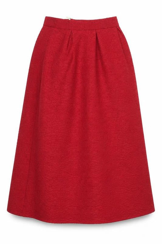 Focus Womens Red Polyester Flare Skirt Size M Zip - Red textured material