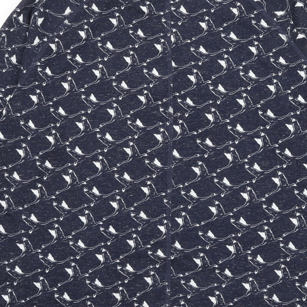 Marks and Spencer Womens Blue Round Neck Geometric Polyester Pullover Jumper Size 12