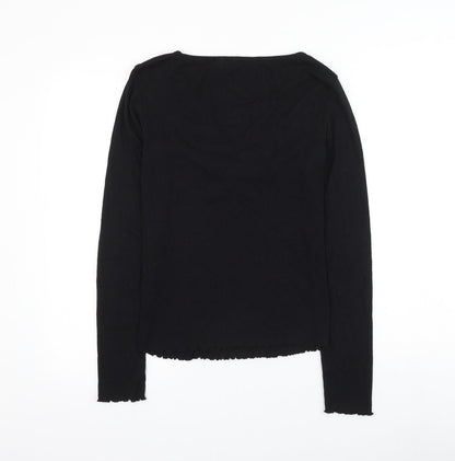 NA-KD Womens Black V-Neck Polyester Pullover Jumper Size S