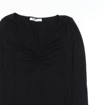 NA-KD Womens Black V-Neck Polyester Pullover Jumper Size S