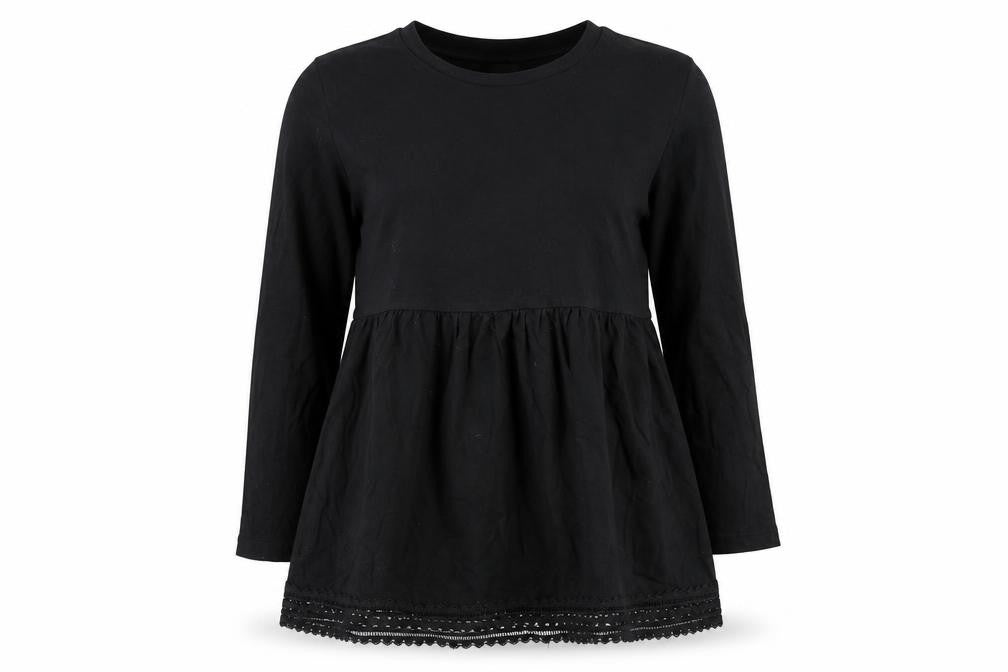 ASOS Womens Black Cotton Basic Blouse Size 12 Round Neck