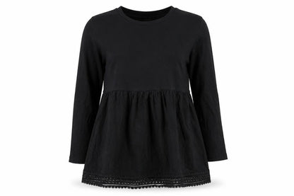 ASOS Womens Black Cotton Basic Blouse Size 12 Round Neck
