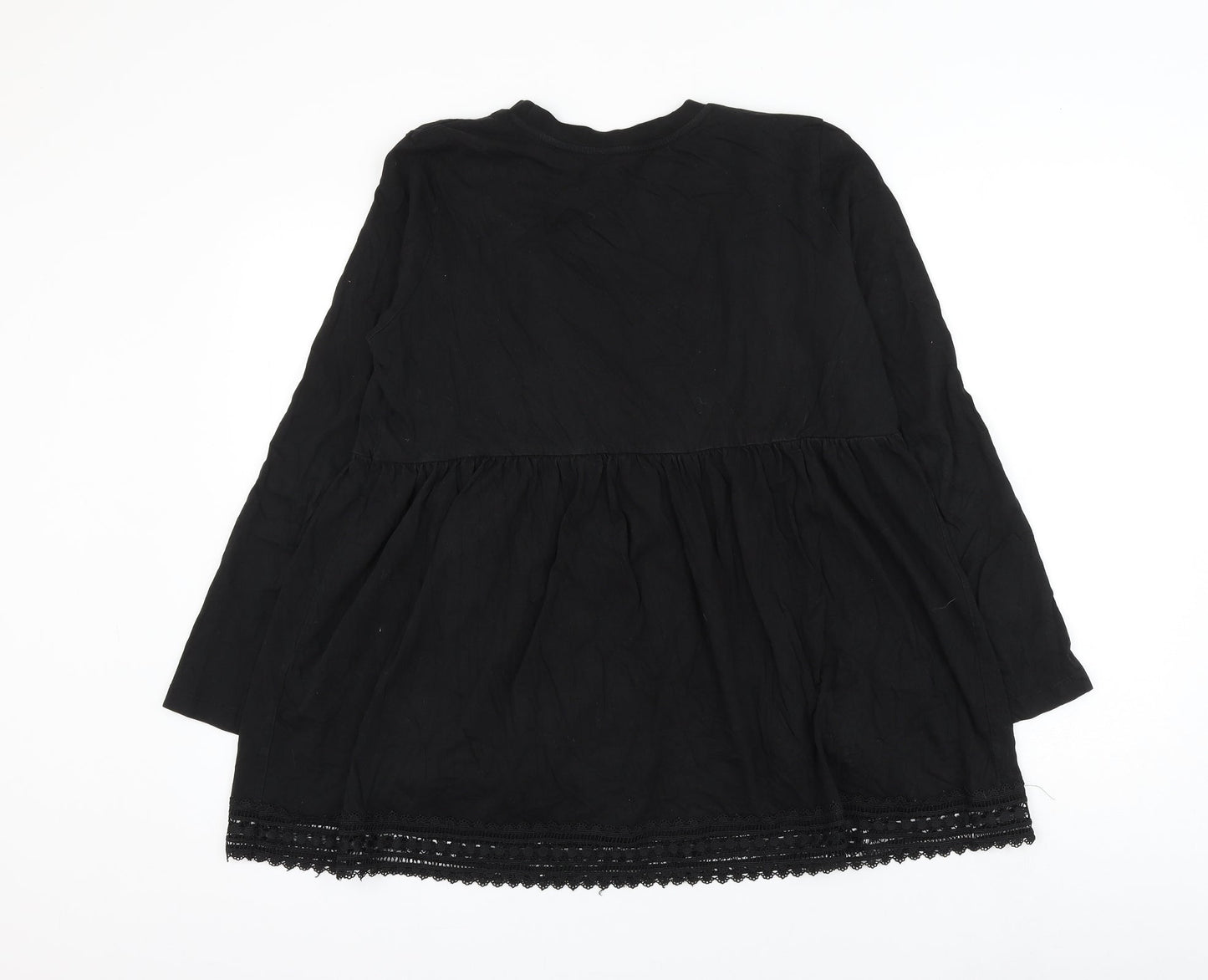 ASOS Womens Black Cotton Basic Blouse Size 12 Round Neck