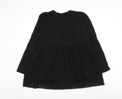 ASOS Womens Black Cotton Basic Blouse Size 12 Round Neck