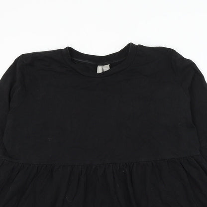 ASOS Womens Black Cotton Basic Blouse Size 12 Round Neck