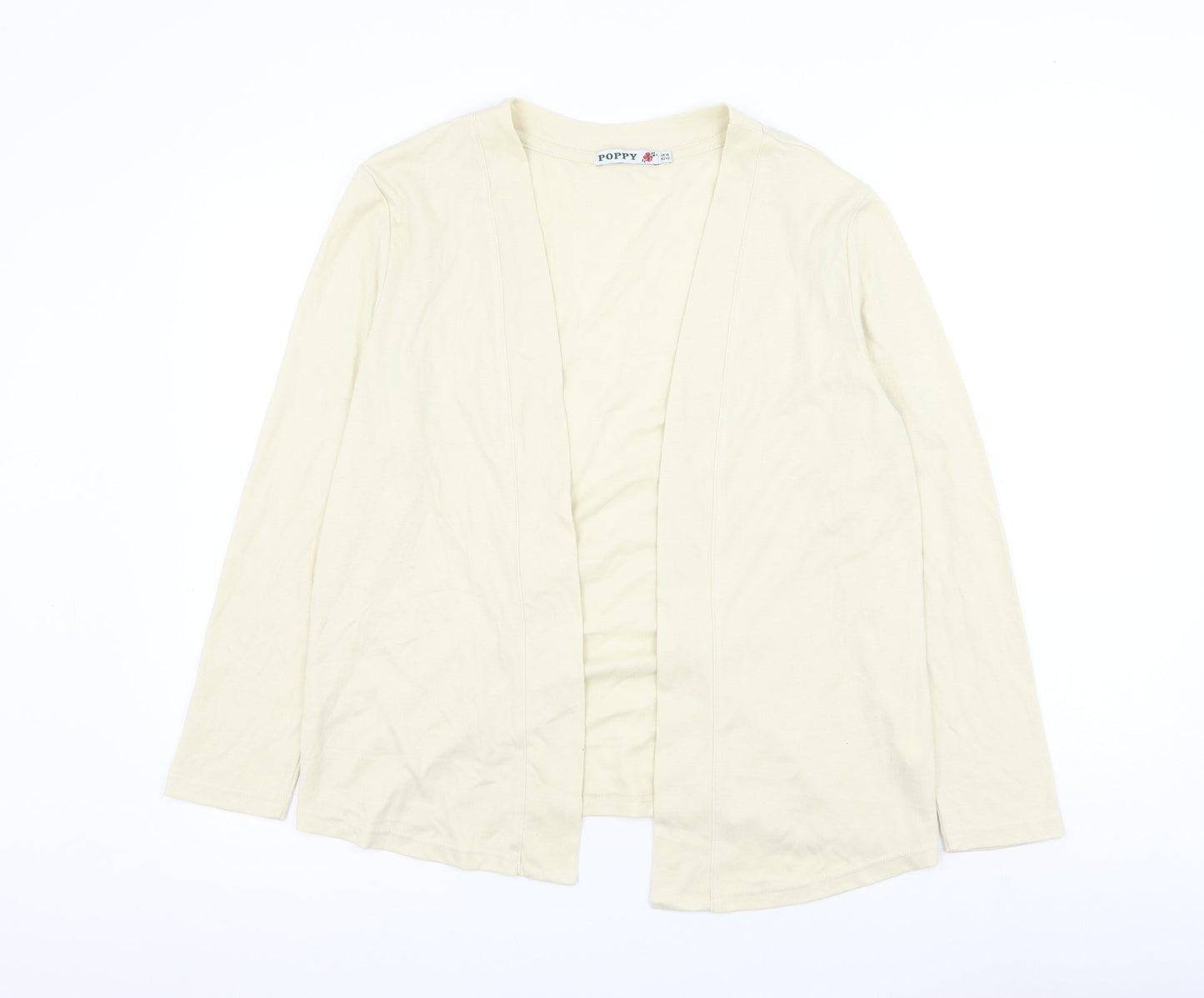 Poppy Womens Beige V-Neck Polyester Cardigan Jumper Size 16