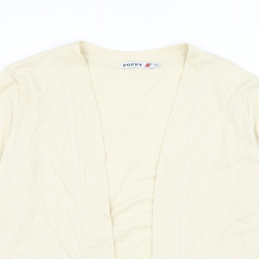 Poppy Womens Beige V-Neck Polyester Cardigan Jumper Size 16
