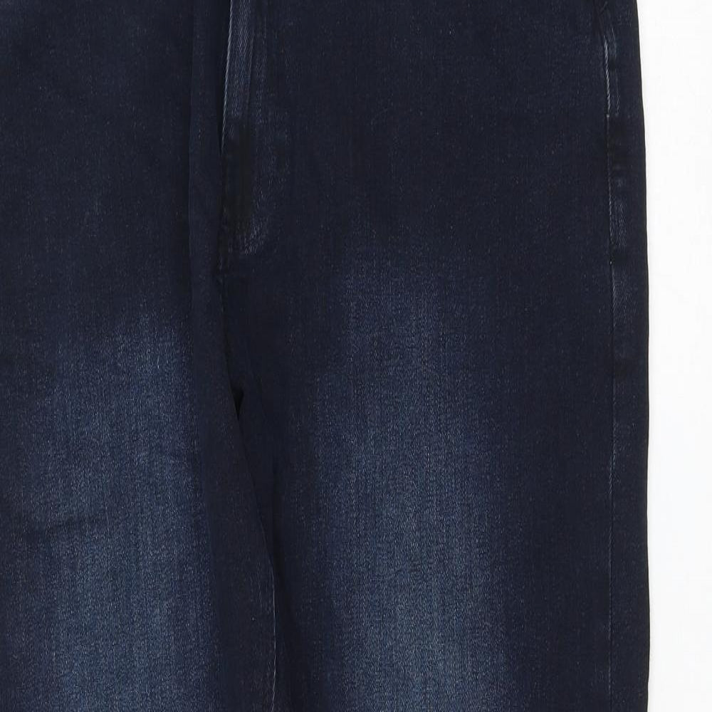 Marks and Spencer Womens Blue Cotton Straight Jeans Size 34 in L31 in Regular Zip