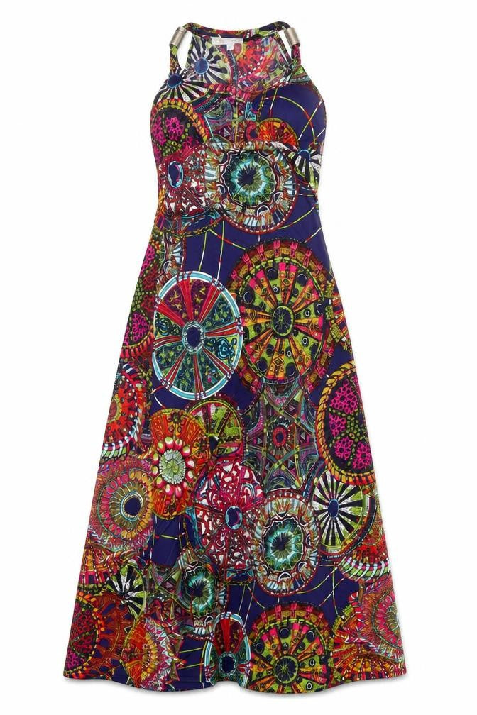 Cameo Rose Womens Multicoloured Geometric Polyester A-Line Size 8 V-Neck Pullover - Padded