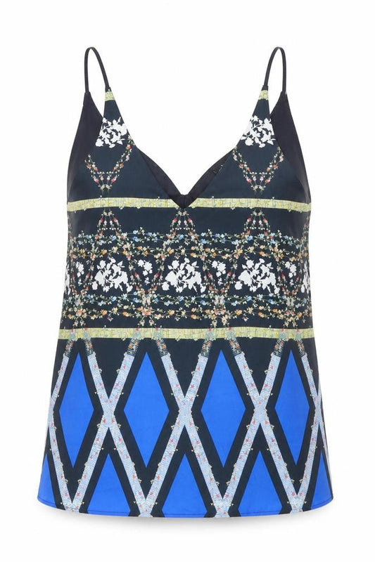 Topshop Womens Multicoloured Geometric Polyester Camisole Tank Size 8 V-Neck