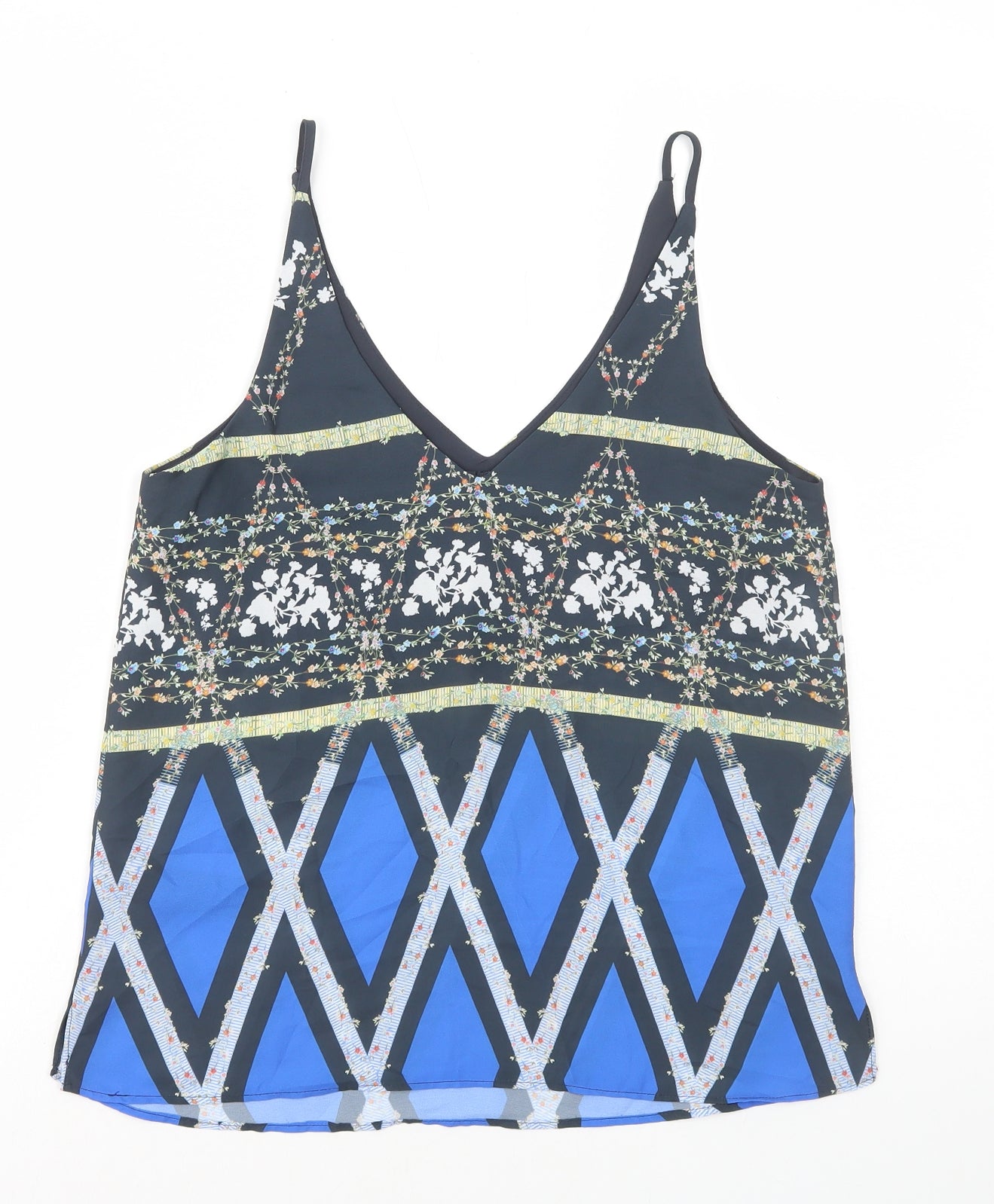 Topshop Womens Multicoloured Geometric Polyester Camisole Tank Size 8 V-Neck