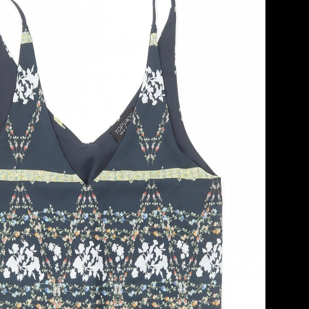 Topshop Womens Multicoloured Geometric Polyester Camisole Tank Size 8 V-Neck
