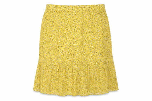 Allegra K Womens Yellow Geometric Viscose A-Line Skirt Size L Zip