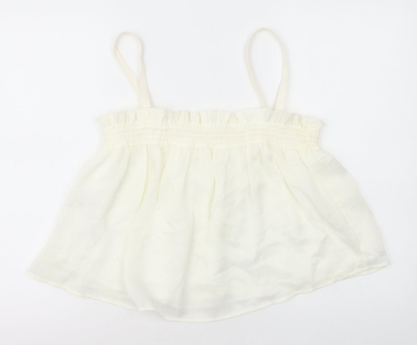 Mango Womens White Polyester Camisole T-Shirt Size M Square Neck