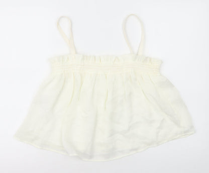 Mango Womens White Polyester Camisole T-Shirt Size M Square Neck