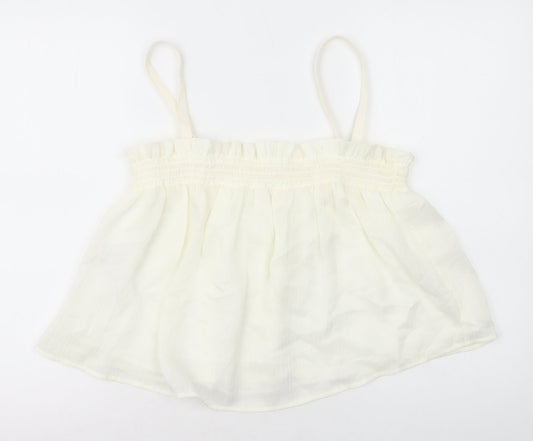 Mango Womens White Polyester Camisole T-Shirt Size M Square Neck