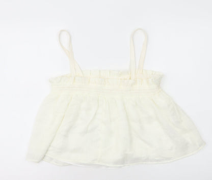 Mango Womens White Polyester Camisole T-Shirt Size M Square Neck