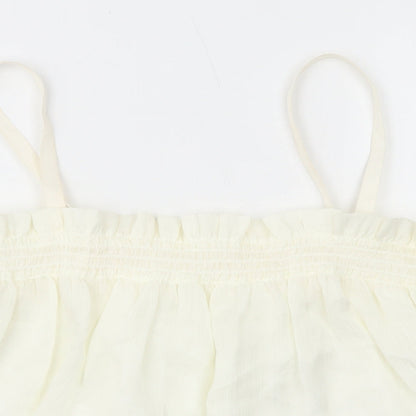 Mango Womens White Polyester Camisole T-Shirt Size M Square Neck