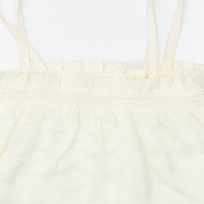 Mango Womens White Polyester Camisole T-Shirt Size M Square Neck