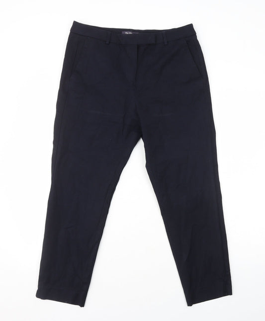 Marks and Spencer Womens Blue Viscose Dress Pants Trousers Size 14 L25 in Regular Zip