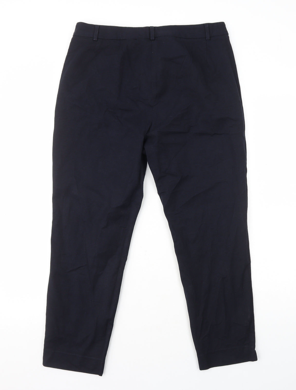 Marks and Spencer Womens Blue Viscose Dress Pants Trousers Size 14 L25 in Regular Zip
