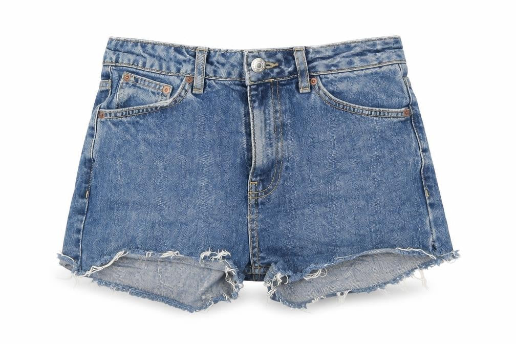 Topshop Womens Blue Cotton Hot Pants Shorts Size 6 L3 in Regular Zip