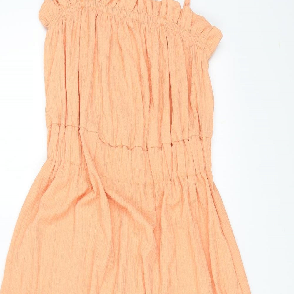 H&M Womens Orange Polyester Maxi Size S Square Neck Pullover