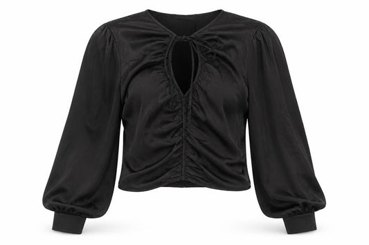 Boohoo Womens Black Polyester Cropped T-Shirt Size 12 Round Neck