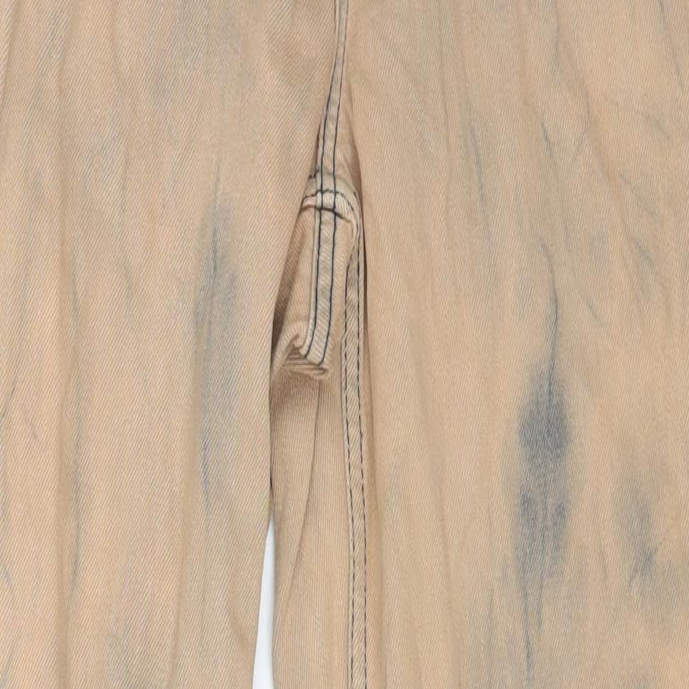 Topshop Mens Orange Cotton Straight Jeans Size 28 in L32 in Regular Button - Acid Wash