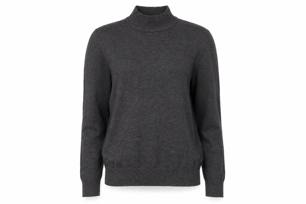 Ciela Womens Grey Mock Neck Cotton Pullover Jumper Size S