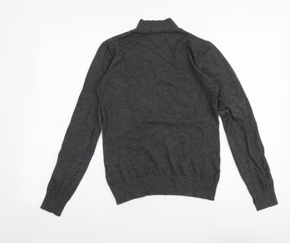 Ciela Womens Grey Mock Neck Cotton Pullover Jumper Size S