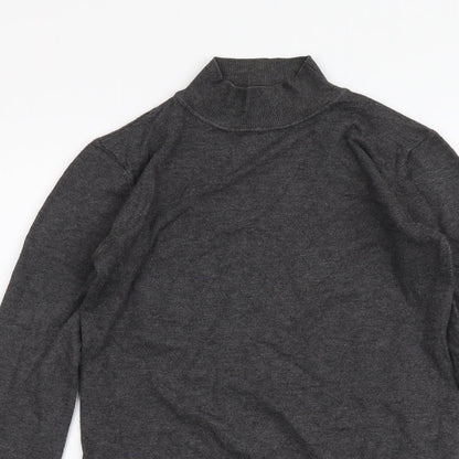Ciela Womens Grey Mock Neck Cotton Pullover Jumper Size S
