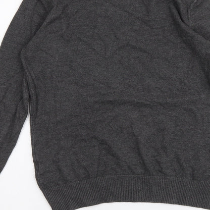 Ciela Womens Grey Mock Neck Cotton Pullover Jumper Size S