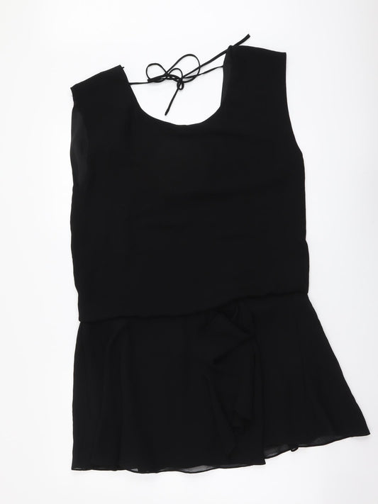 Zara Womens Black Polyester A-Line Size S Scoop Neck Pullover