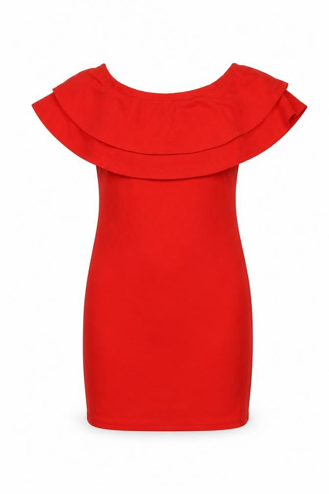 New Look Womens Red Polyester Mermaid Size 10 Off the Shoulder Pullover