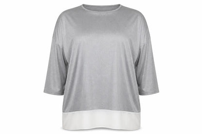 Marina Kaneva Womens Silver Polyester Basic Blouse Size 20 Round Neck