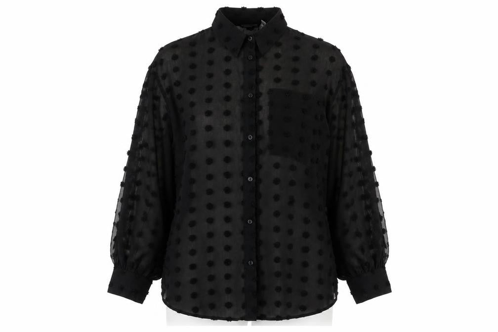 ASOS Womens Black Polka Dot Polyester Basic Button-Up Size 8 Collared