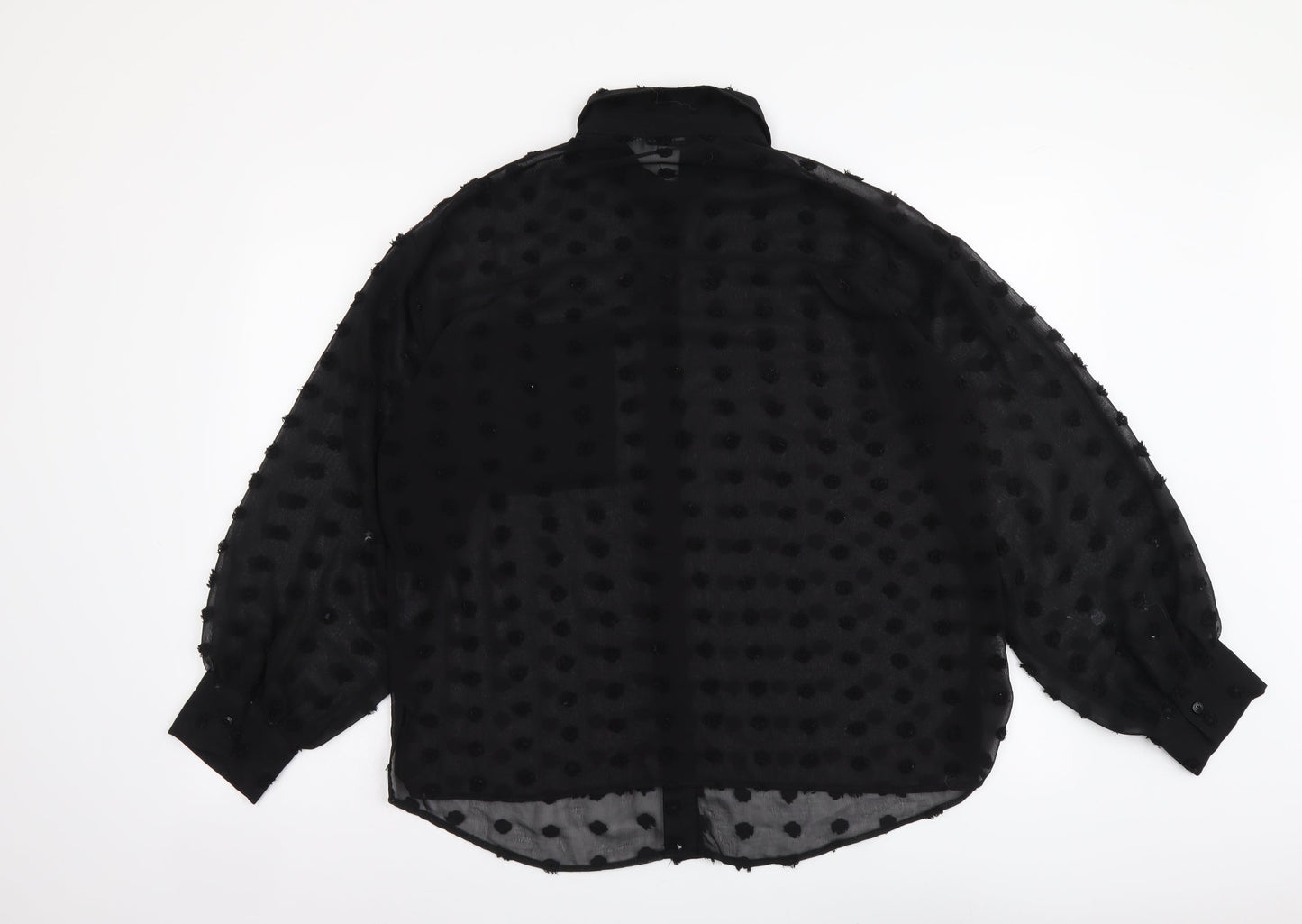 ASOS Womens Black Polka Dot Polyester Basic Button-Up Size 8 Collared
