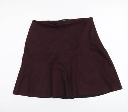 Next Womens Red Polyester Flare Skirt Size 8 Zip