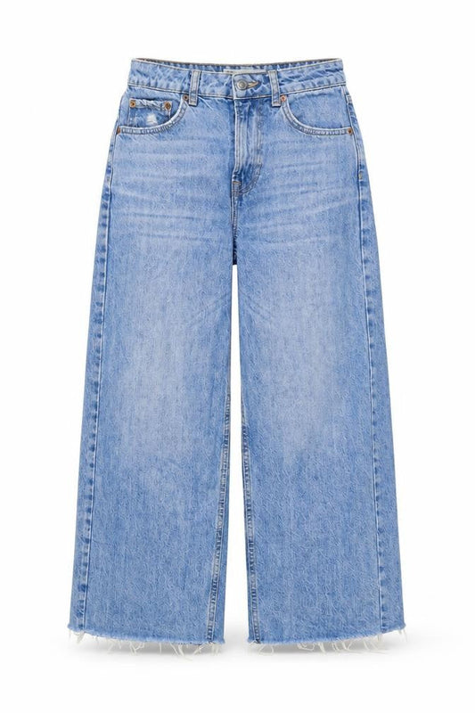 Topshop Womens Blue Cotton Tapered Jeans Size 25 in L30 in Regular Button