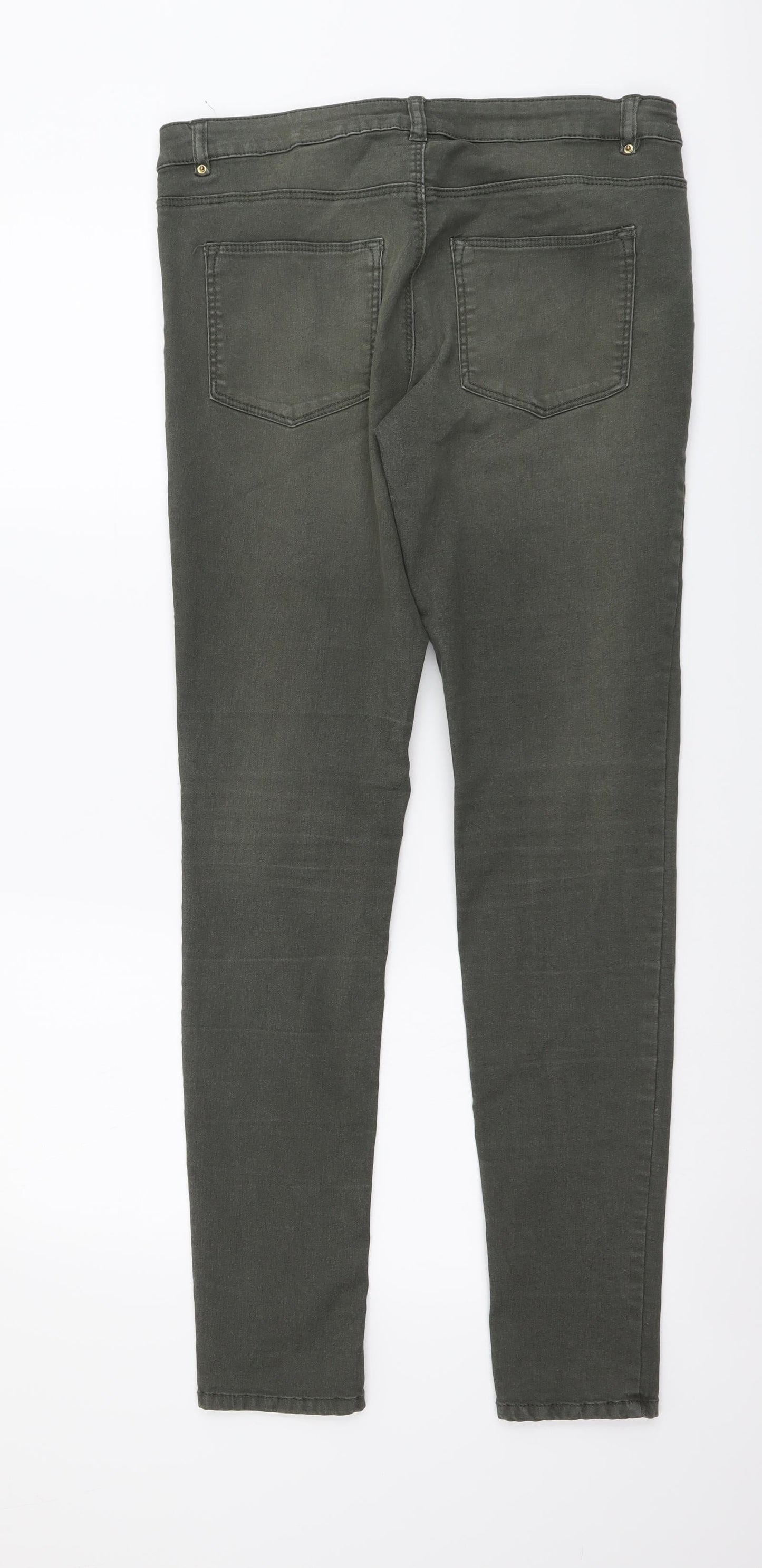 H&M Womens Green Cotton Skinny Jeans Size L L30 in Regular Button