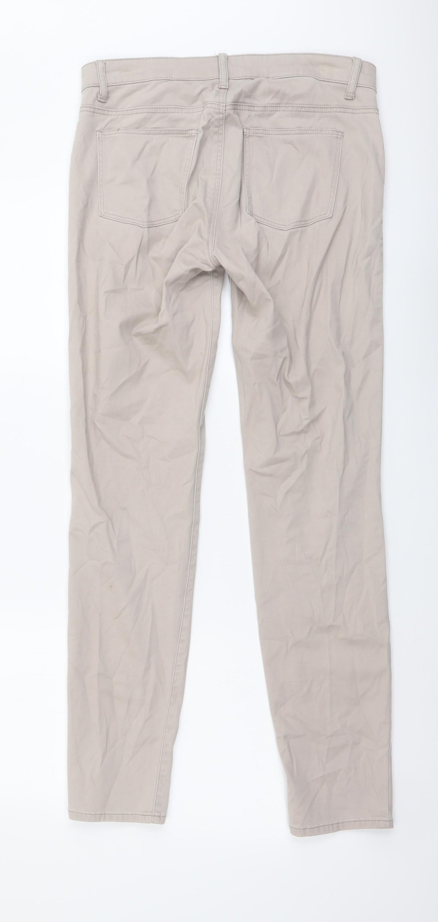 Preworn Womens Beige Cotton Skinny Jeans Size 28 in L29 in Regular Button