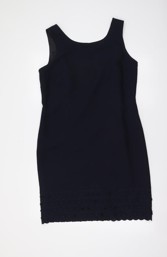 Hamells Womens Blue Polyester Tank Dress Size 14 Round Neck Zip