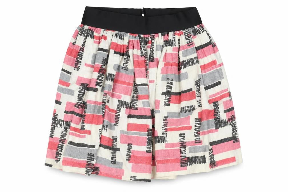 Preworn Womens Multicoloured Geometric Cotton Pleated Skirt Size 12 Zip