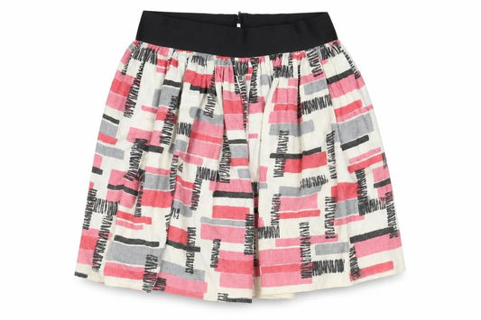 Preworn Womens Multicoloured Geometric Cotton Pleated Skirt Size 12 Zip