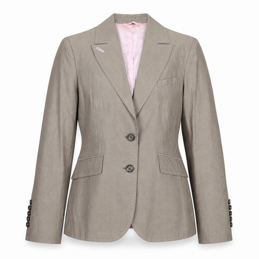 Mexx Womens Beige Cotton Jacket Suit Jacket Size 12 - Shoulder Pads