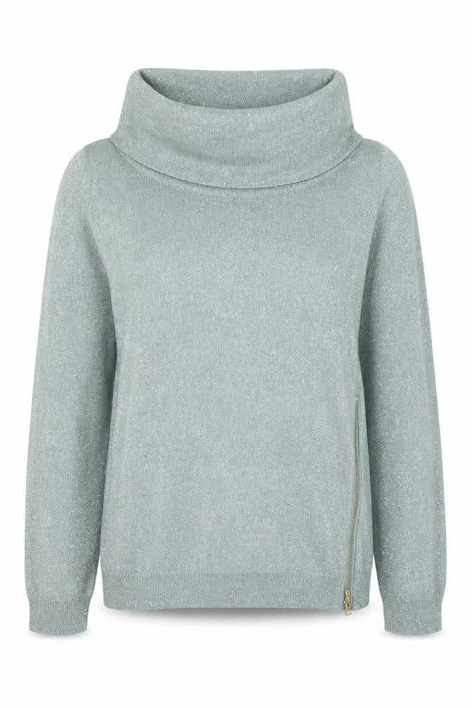 Morgan Womens Silver Roll Neck Acrylic Pullover Jumper Size XS