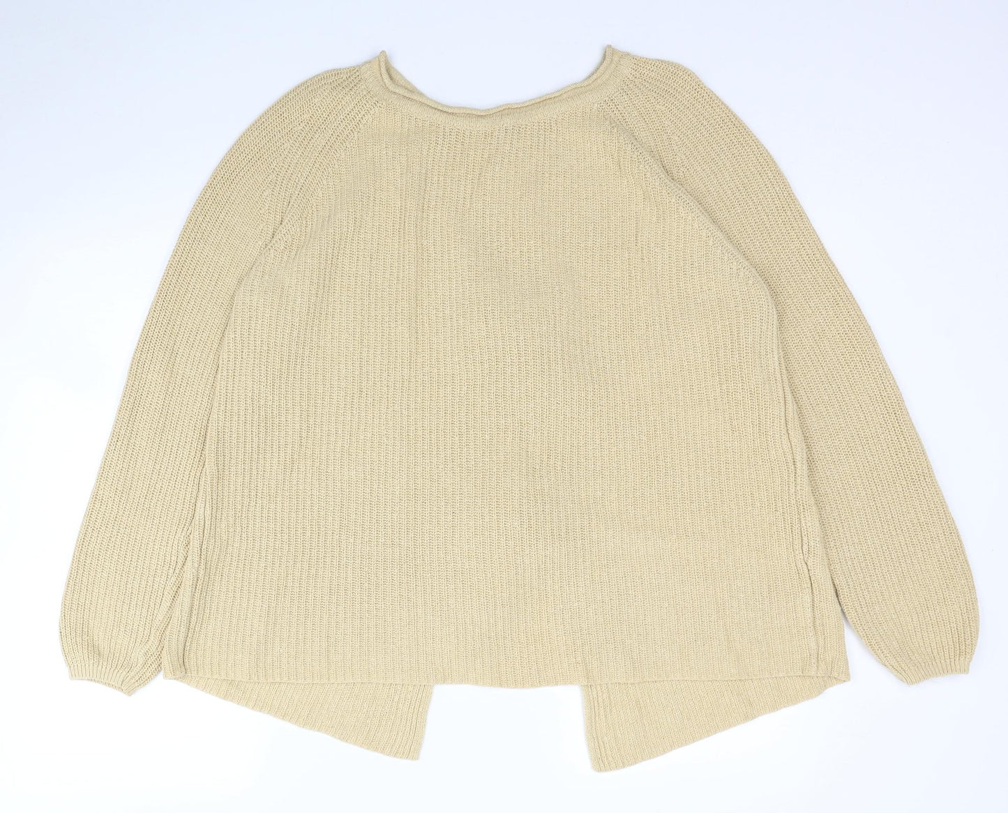 NEXT Womens Beige Boat Neck Cotton Pullover Jumper Size 12