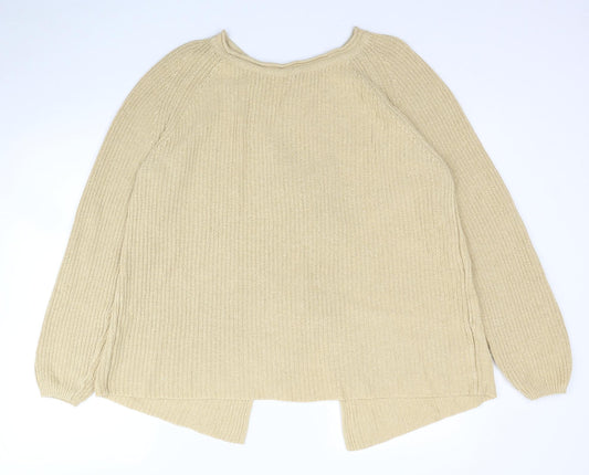 NEXT Womens Beige Boat Neck Cotton Pullover Jumper Size 12